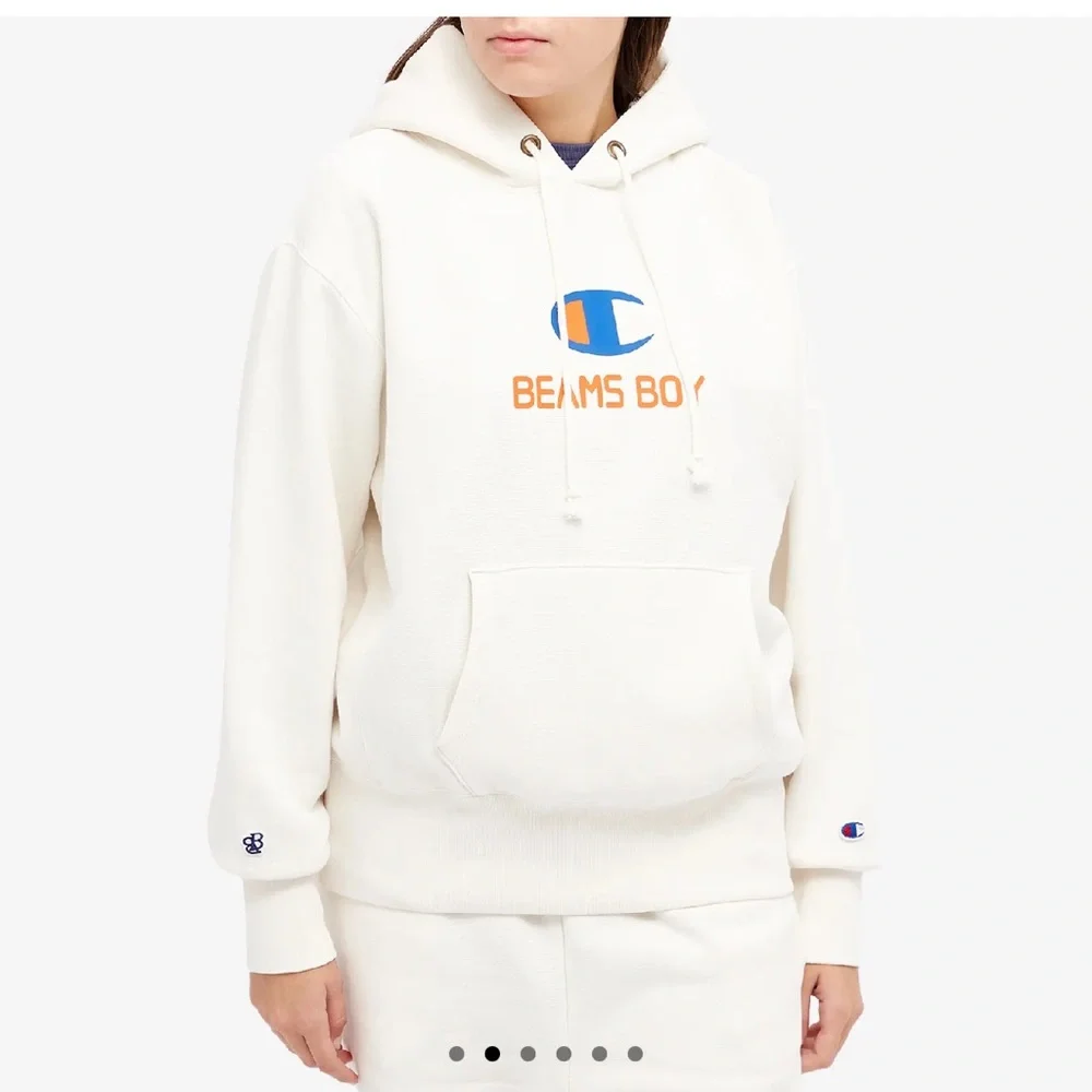 Champion Authentic Women's x Beams Boy Hooded Sweat in Cream Large NWT - Picture 4 of 5